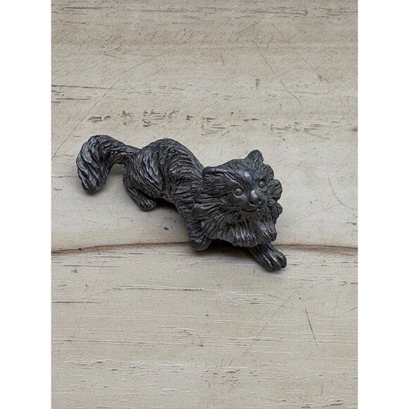 Vtg Lot Of 6 Pewter Animal Figurines Cats Bears Bulls - Picture 6 of 16